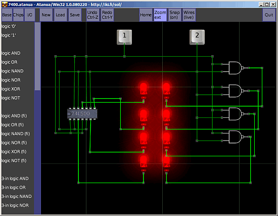 LTspice1 Atanua real time logic simulator learning of basic boolean logic and electronics