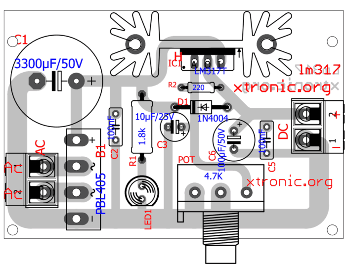  Circuit Regulated power supply adjustable lm317