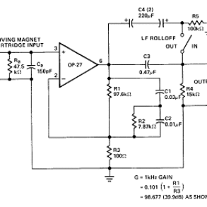 Circuit of RIIA phono pre-amplifier op-27