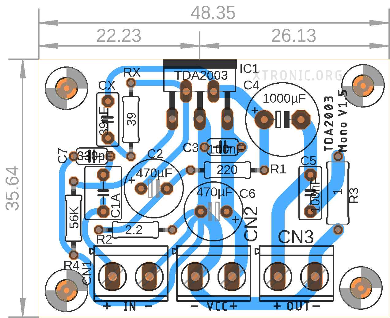 Circuit Power Audio Amplifier Ic Tda2002: Circuit Of Power Audio Amplifier With Ic Tda2003 For 10 Watt