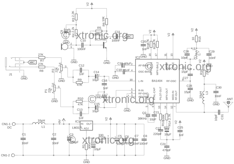 Ba1404 Stereo Fm Transmitter Circuit Diagram Schematic