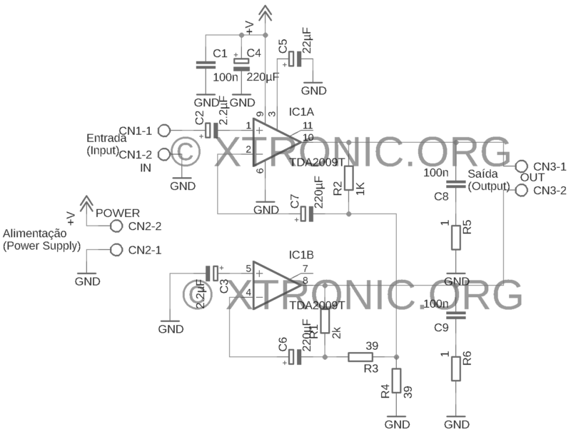 Tda2009 Circuit Diagram Schematic, Bridge Amplifier