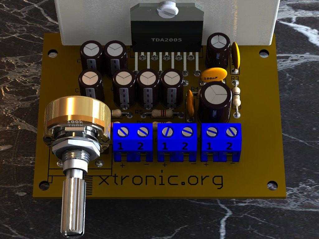 Circuit potent audio amplifier BTL with IC TDA2005 ... tda2050 subwoofer amplifier circuit diagram 