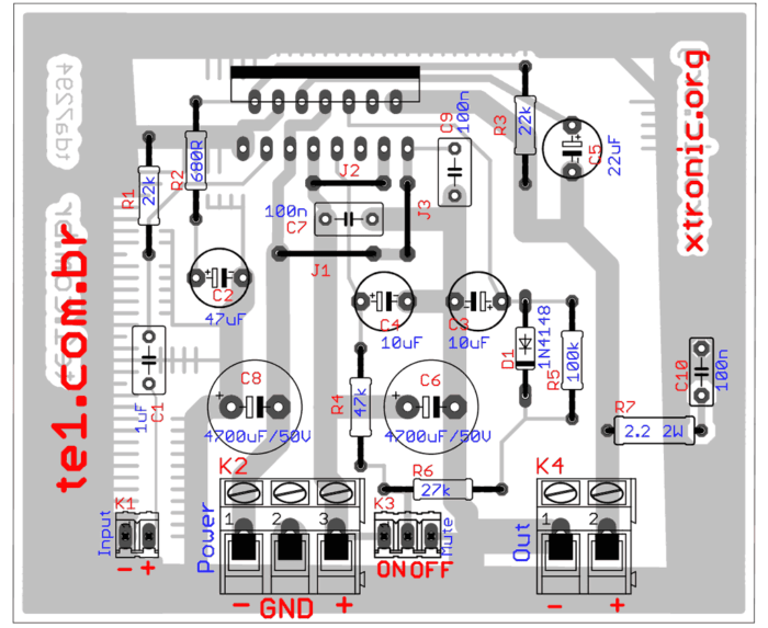 Circuit power amplifier IC TDA7294 with PCB - 80 W RMS  