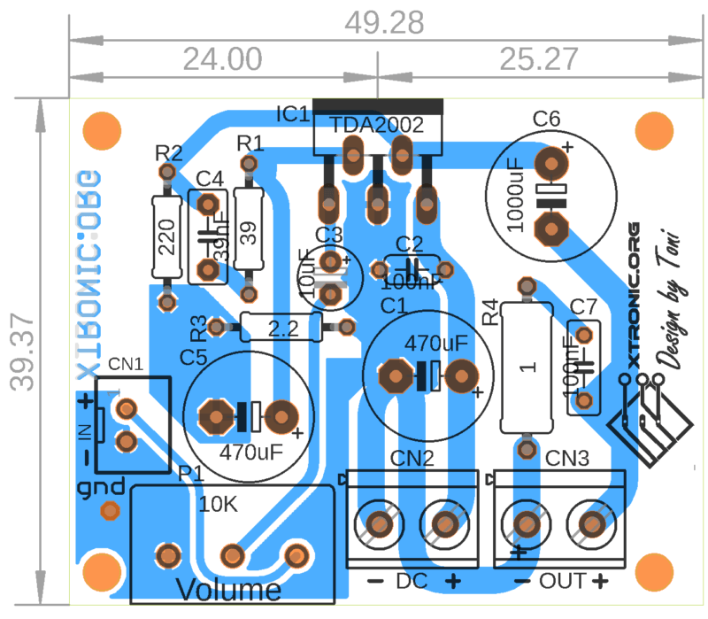 Printed Circuit Board Pcb Component View Ic Tda2002 Amplifier Circuit Diagram 8W