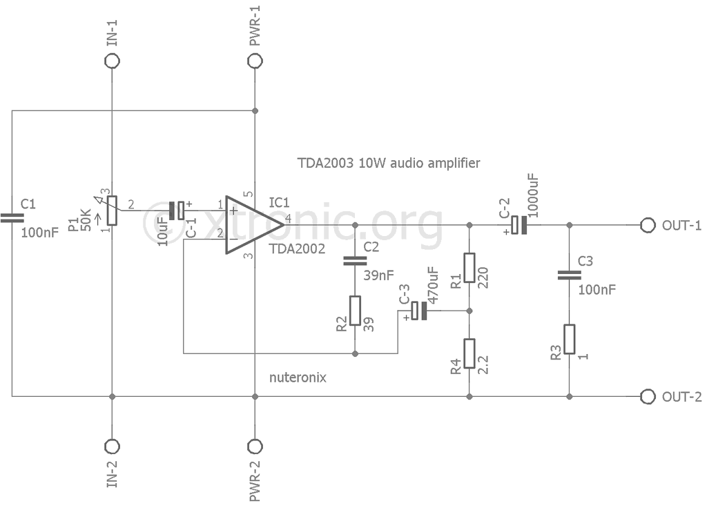 Circuit Power Audio Amplifier Ic Tda2002 8 Watts Xtronic Org