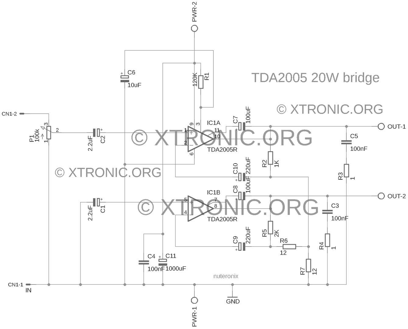 TDA2005 - Circuit power amplifier 20w Bridge amplifier for ...