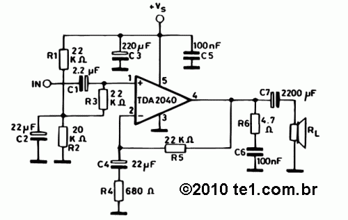 Tda2040 Amplifier Circuit Diagram 30W Schematic