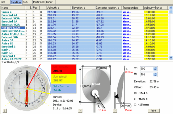 Download Sathunter Software For Calculate Angles Of Satellite Dishes.