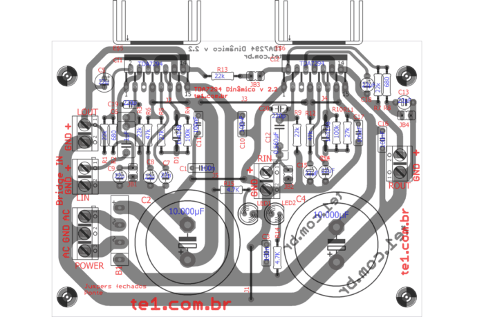 Circuit Dynamic Power Amplifier With TDA7294 - Bridge 180W Or Stereo