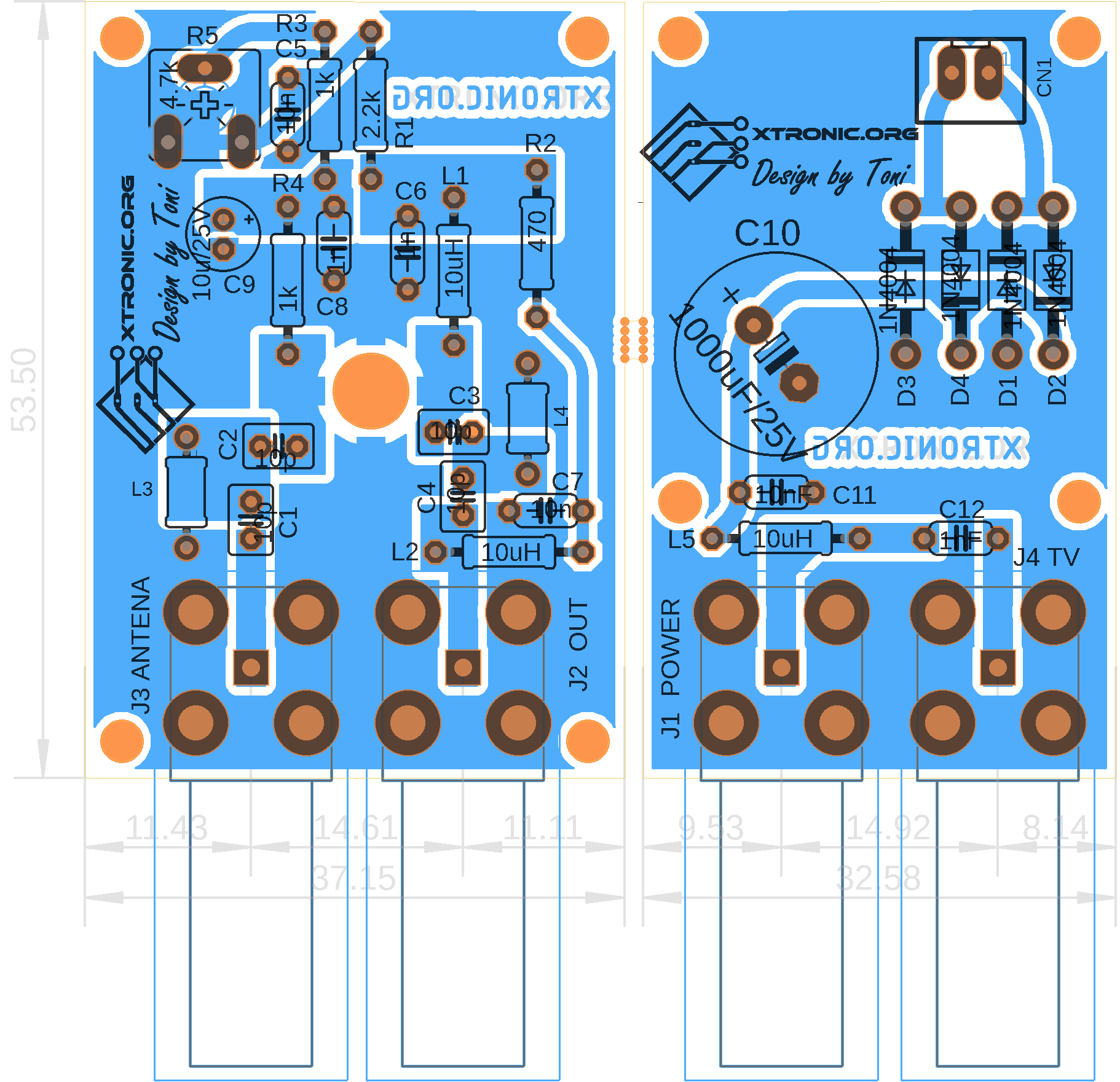 dtv-antenna-amplifier-parts-placement_2sc3358 PCB layout  