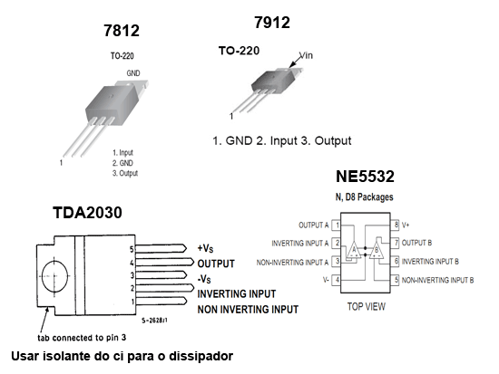 Appearance Of Some Components Used In This Assembly Tda2030, Ne5532, 7812, 7912