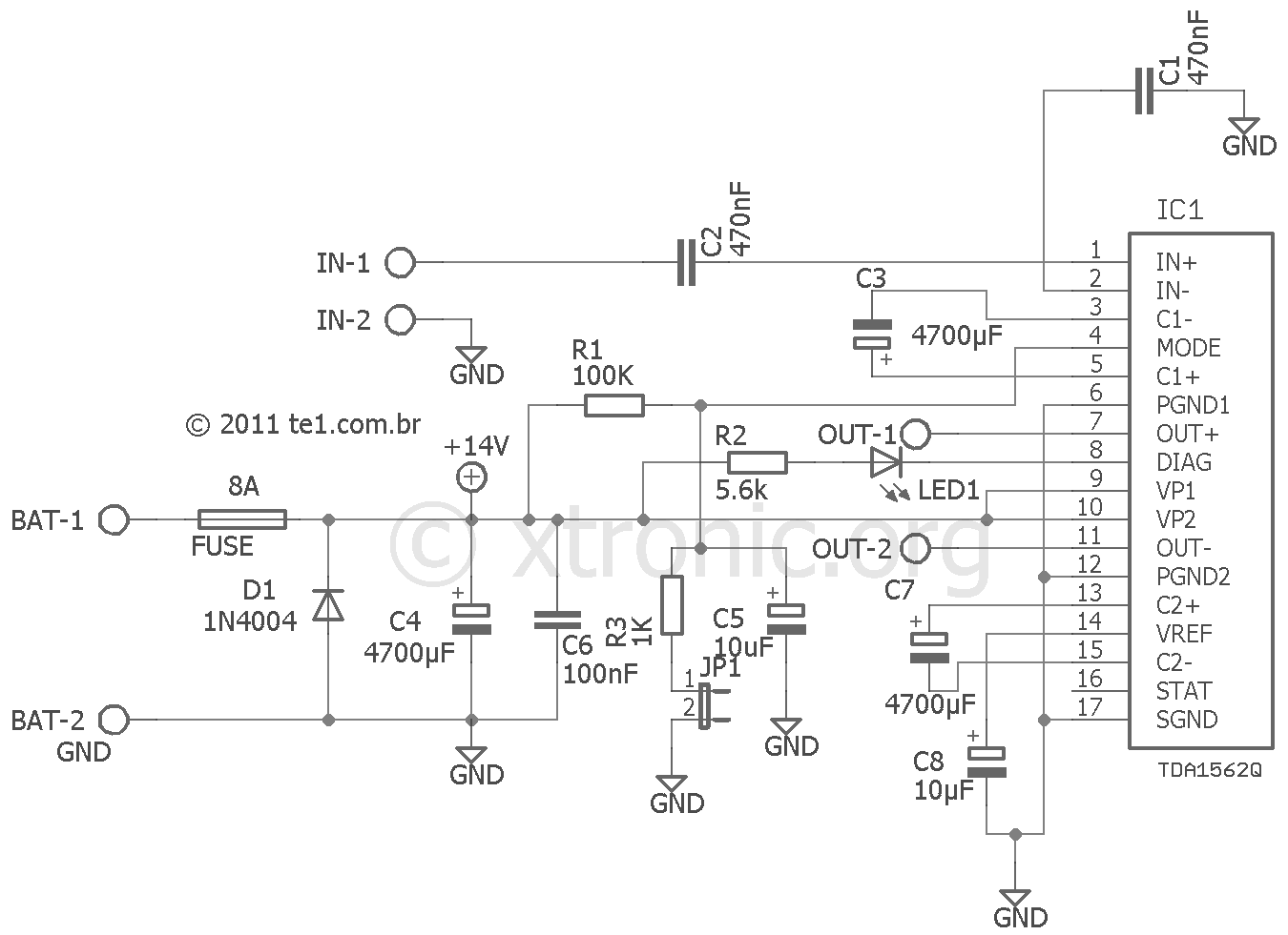  Car  Audio  amplifier  circuit  with IC TDA1562 70 W 