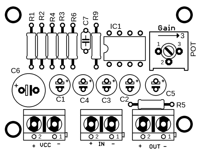 Preamp Circuit Audio Preamplifier IC LM358 Dual Op Amp - Xtronic