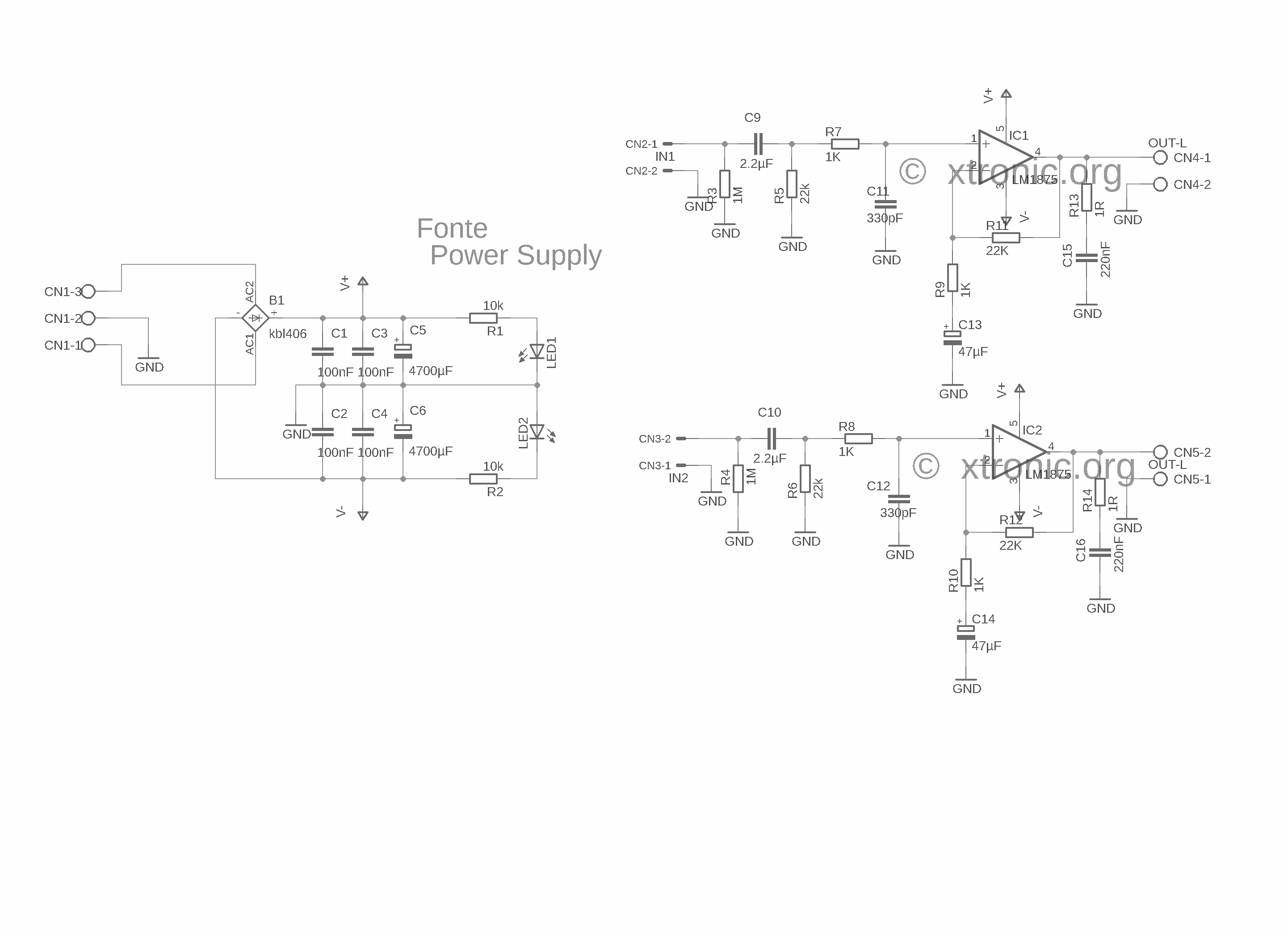 Circuit Power Amplifier Stereo Audio With Lm1875 2 X 20 Watt Xtronic Org