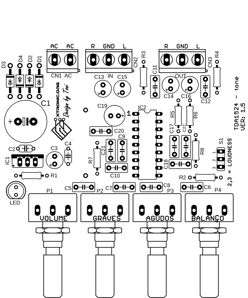 Pcb Layout Component Silk Tda1524A Tda1524 Tone Control Circuit Diagram