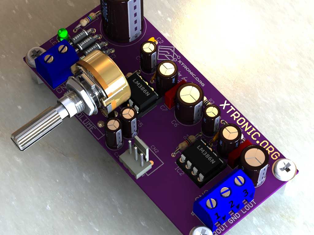 Simple Circuit  Stereo audio amplifier  with IC LM386 