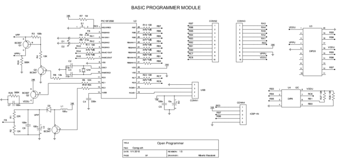 Circuit Diagram Open Programmer Usb Programmer For Pic, Eprom, Atmel, Spi