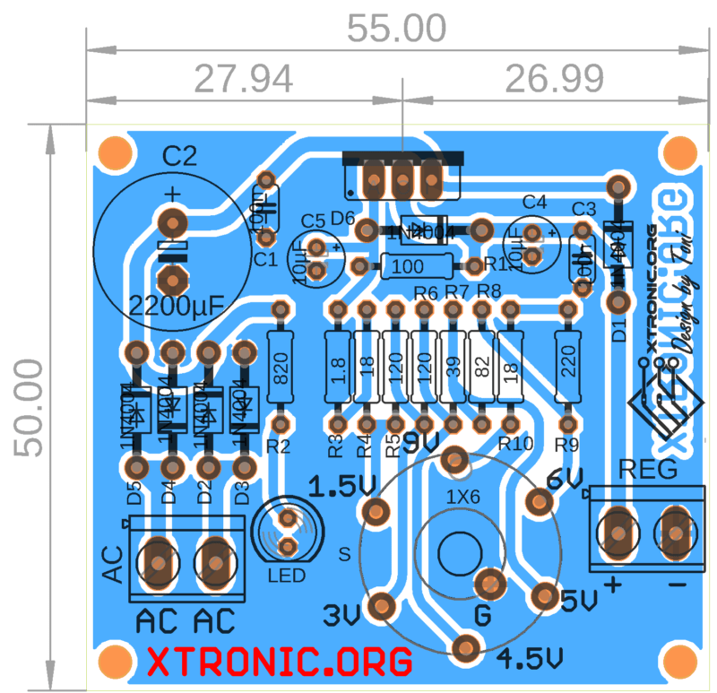 Circuit Regulated Linear Power Supply With Lm317 Pcb Component View