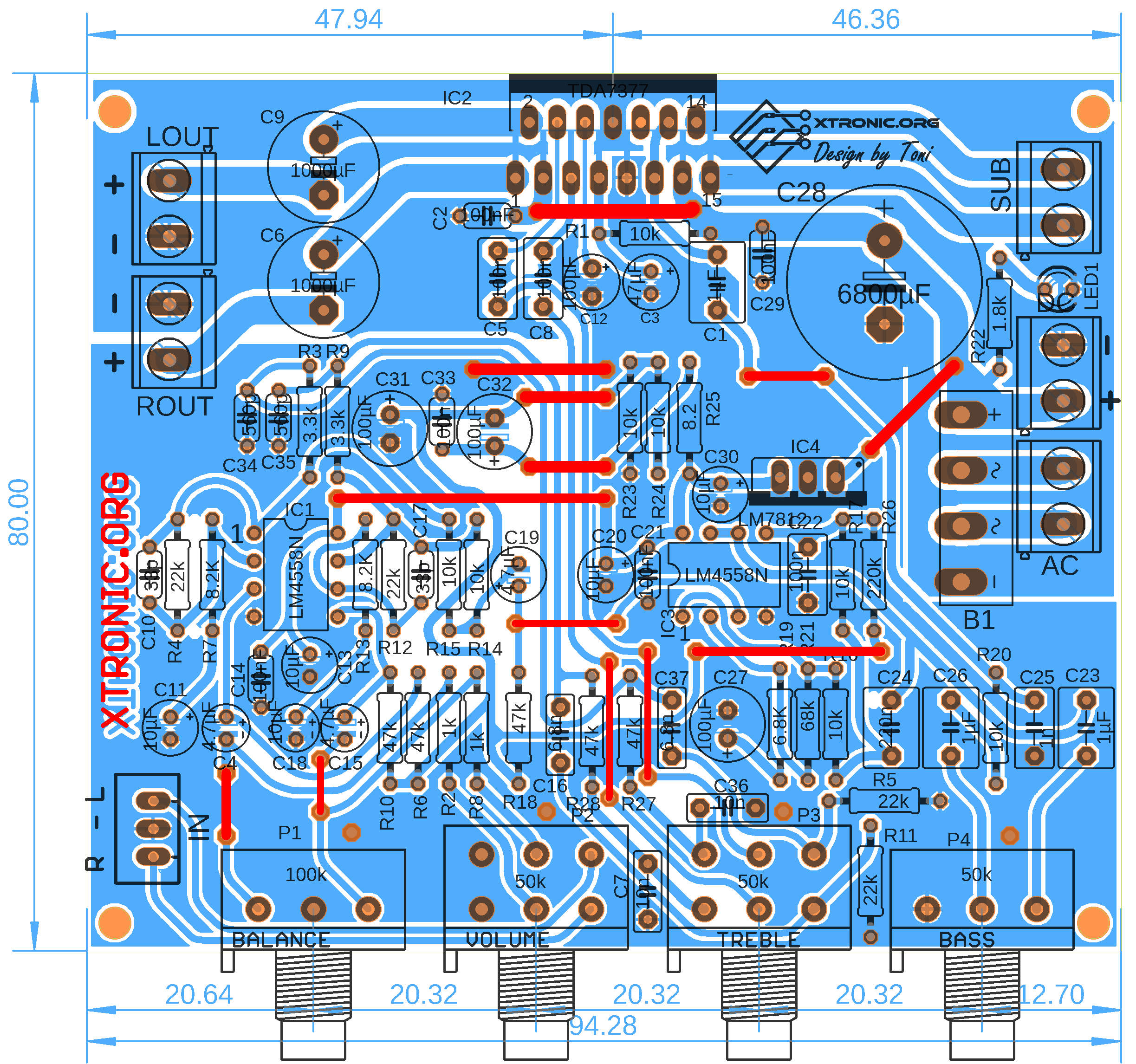play Describe Civic TDA7377 2.1 Amplifier Circuit Diagram With PCB - Xtronic