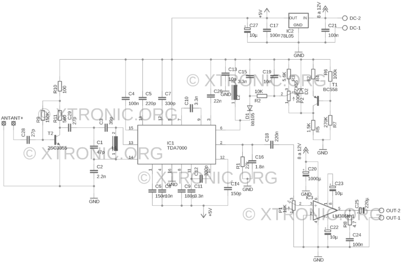 Schematic Of The Tda7000 Fm Radio Receiver 88-108 Mhz Circuit Diagram